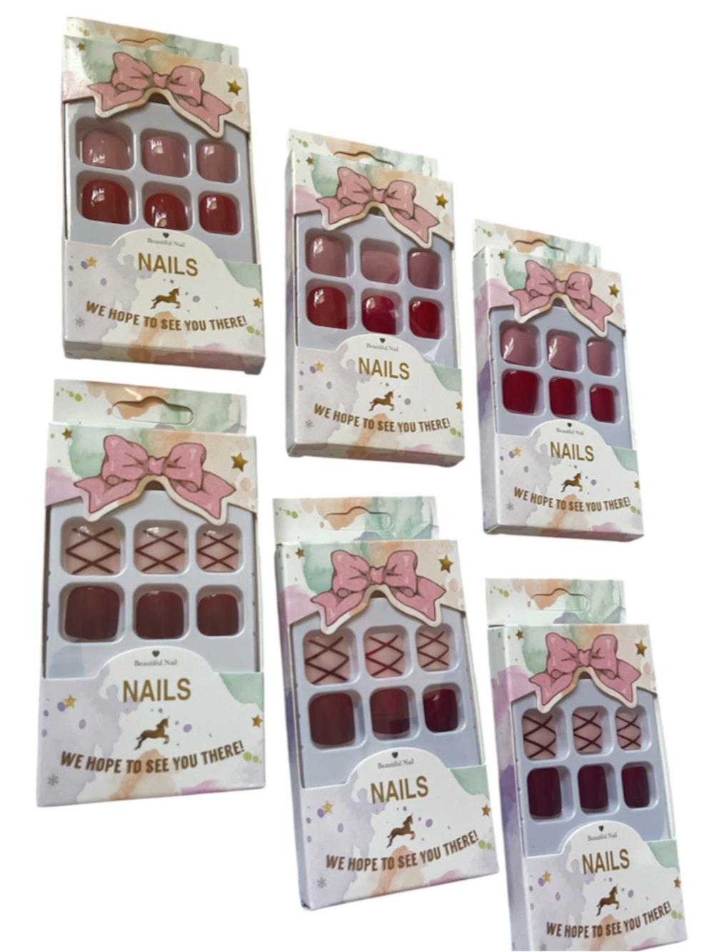 New Press-On Nail Sets-Press-On Toe Nails (6 sets of 24)